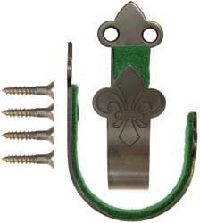 Gun hook, 
antiqued brass, lined pair